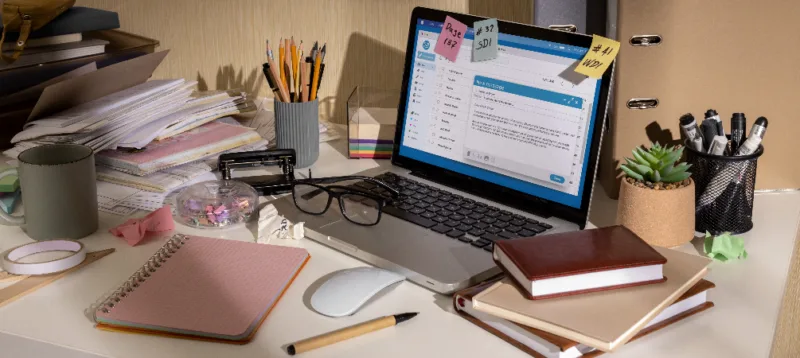 Ban lam viec cua ban luc nao cung bua bon voi day cap roi ram giay to vuong vai va cac thiet bi linh tinh