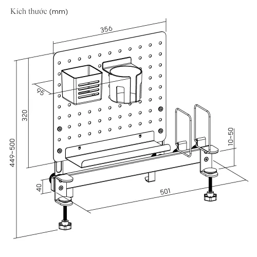Bảng ghim để bàn đa năng STB35-02 3 Kích thước bảng ghim để bàn đa năng STB35-02
