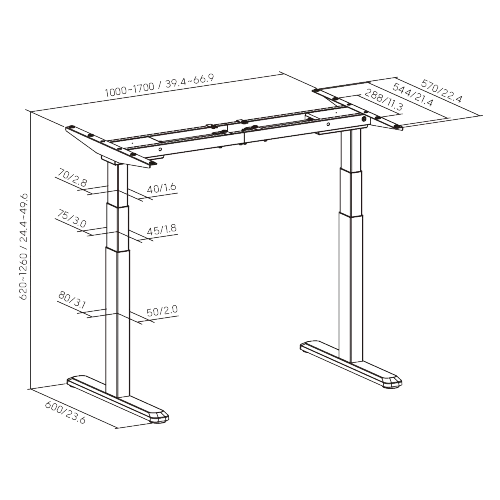 Bàn Nâng Hạ PowerSwift Không Chổi Than, Động Cơ Kép M17-23D 6 Kich thuoc Ban Nang Ha PowerSwift Khong Choi Than Dong Co Kep M17 23D