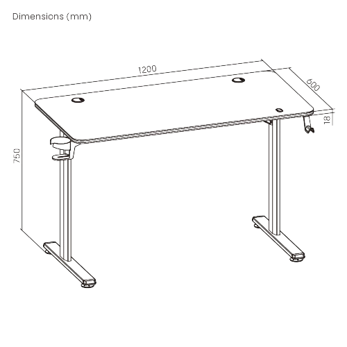 Bàn chơi game có đèn RGB ở cạnh bàn GMD08-3 7 Kich thuoc ban choi game co den RGB o canh ban GMD08 3